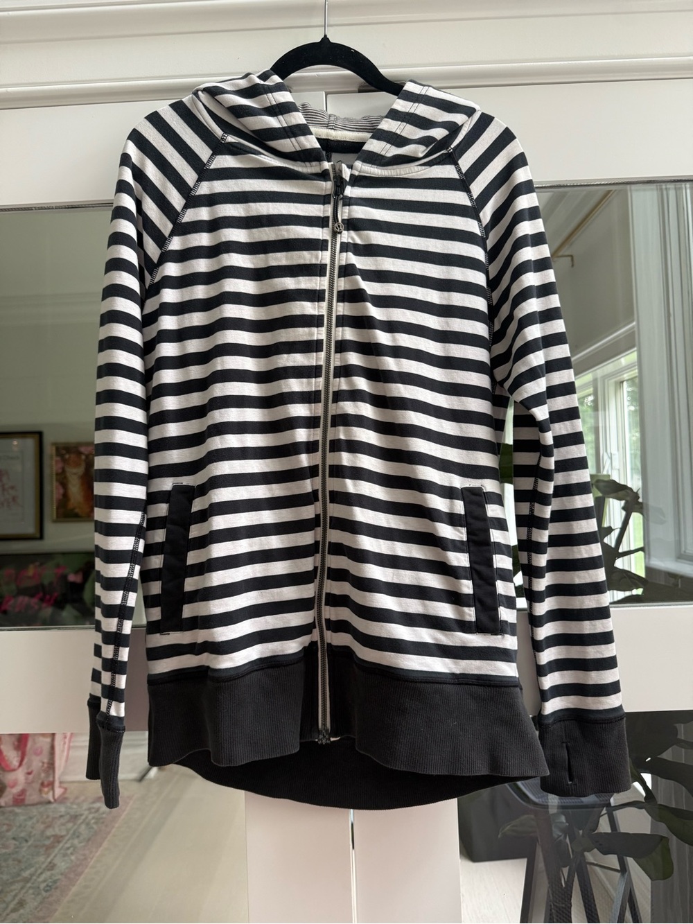 Lululemon - Striped Black & White Hooded Zip Jacket